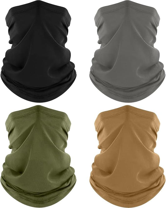 ROXUN 4 Pack Neck Gaiter, Cooling Breathable Face Mask UV Protection Scarf Hiking Bandana for Men/Women