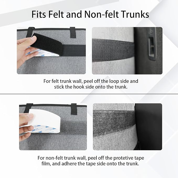 Deluxe Trunk Organizer for Car Small SUV, Backseat Hanging Trunk Organizer, Waterproof Collapsible Car Storage Bag with 6 Pockets, Reinforced No-Sag Design (Grey, Compact & Mid Size SUV)