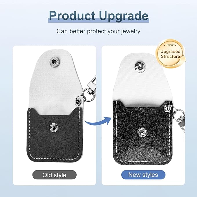Leather Ring Holder Keychain for Gym, Portable Jewelry Travel Ring Keeper Case for Wedding ring and Necklaces