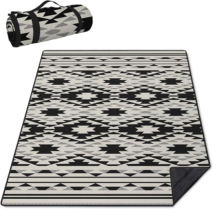 Boho Picnic Blankets Waterproof Foldable, 80″X80″ Tribal Large Picnic Mat Outdoor Blanket for Grass, Thick Beach Blanket Sandproof Picnic Accessories for Camping Party Park Patio Hiking