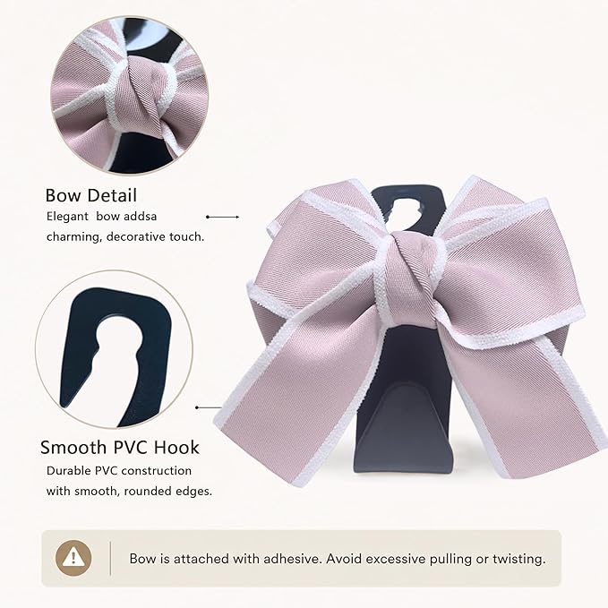 2 Pack Car Purse Hooks, Cute Bow Car Seat Headrest Hook Hanger for Purses and Bags, Space-Saving Car Accessory(pink)