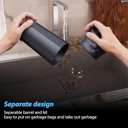 Car Trash Can Cup Holder with Lid, Cup Holder Trash Can for Car, Mini Vehicle Garbage Bin for Cup Holders and Door Pockets, 30 Bags, Black