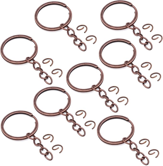 10Pcs Keychain Key Ring with Chain Bulk Split Key Chain,1.1 Inch Key Chains Parts with Open Jump Ring Connector for Jewelry Making Crafts (Bronze)