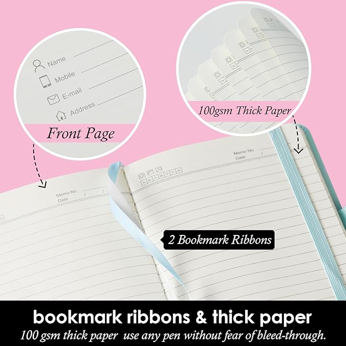 NIRMIRO Small Notebook Journal with Pen, Mini Pocket Notepad for Women, Small Pocket Size Note pads for Note Taking, Pink, Yellow, Sky Blue Note Book
