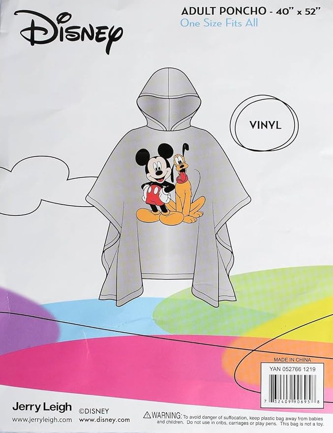 Disney Minnie Mouse Mickey Mouse Pluto Daisy Duck Rain Poncho Hoodie Unisex Adult