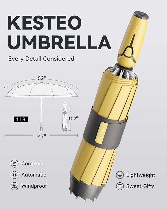 Windproof Travel Umbrella for Rain, Withstand 85MPH Winds, 52 Inch Automatic Reverse Fold Umbrellas Easy Auto Open Close, Portable Compact Umbrella Includes Cover Bag, Perfect for Travel, Car, Commute, Women Men, Backpack