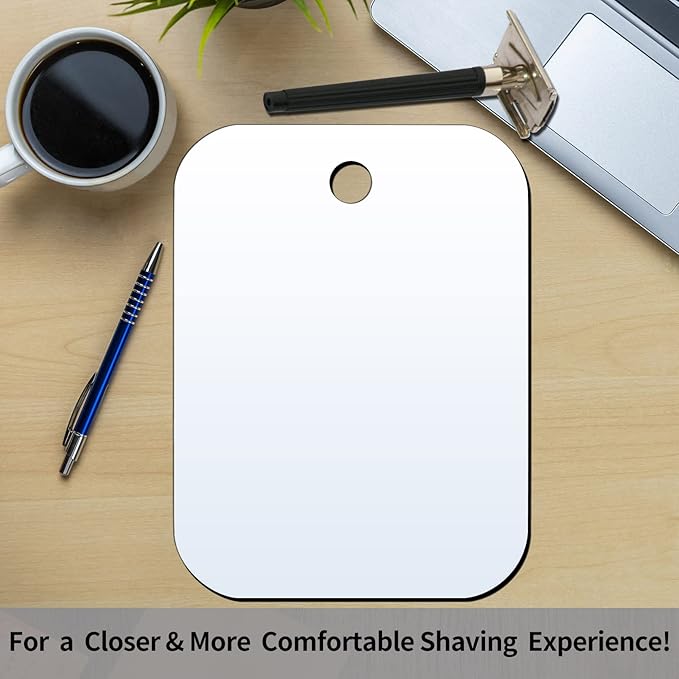 Shower Mirror Fogless for Shaving, 6 x 4 inches Small Mirror for Wall Camping, Frameless Portable Hanging Travel Mirrors, Unbreakable Handheld Locker, Makeup Plastic, Anti Fog Shave Mirrors, Bathroom