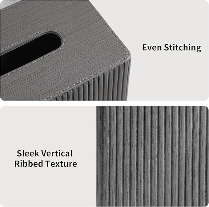 Extra Large Tissue Box Cover for Standard Size 180 to 230 Count Box of Tissues, PU Leather Rectangle Tissue Holder with Magnetic Closure (Dark Grey)