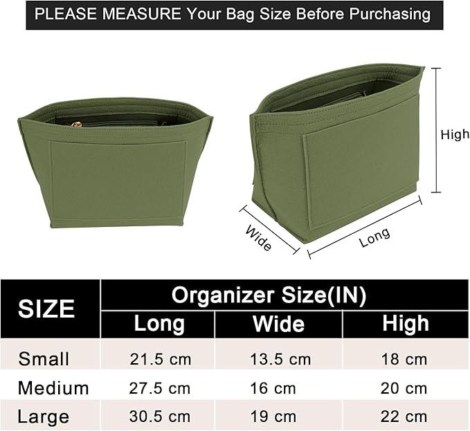 LOUKAYCCI Felt Purse Organizer Insert for Longchamp Le Pliage M Handbag Insert (Forest Green, Medium)