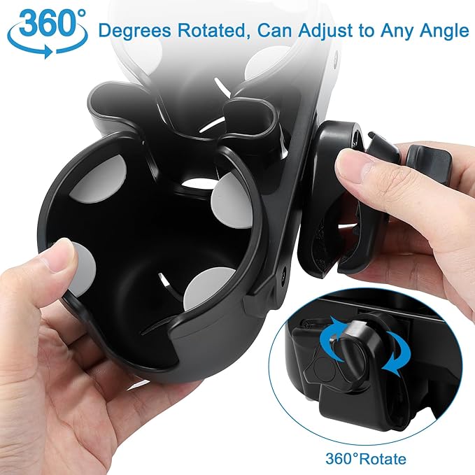 Accmor Stroller Cup Holder with Phone Holder, Bike Cup Holder, Universal Cup Holder for Uppababy Nuna Doona Strollers, 2-in-1 Cup Holder for Walker, Wheelchair, Scooter