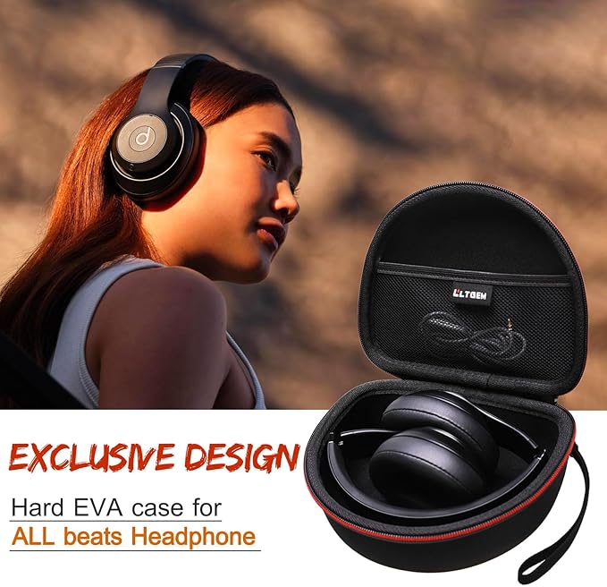 Headphone Case Compatible with Beats Studio Pro/Solo 4 / Studio 3 / Solo 3 / Picun B8 / BERIBES/JLab JBuds Lux ANC Wireless Bluetooth Noise Cancelling Headphones, Orange(Case Only)