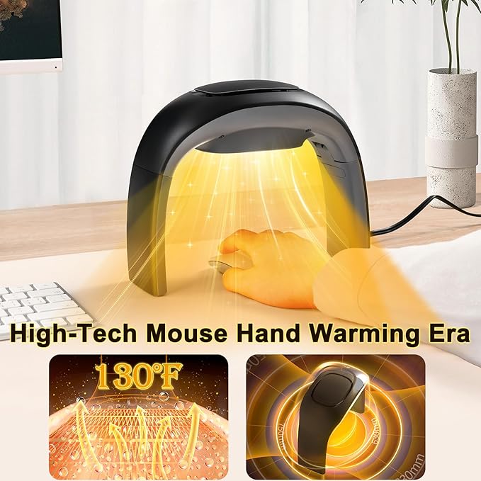 Desk Mouse Pad Hand Warmer Super Quiet, 110v 100w Heated Mouse Pad Hand Warmer, Personal Desk Heater Energy Efficient Ceramic Office with Thermostat Low Wattage - Black
