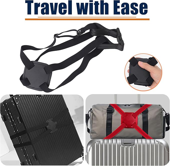 Luggage Straps, Elastic Travel Straps for Securing Luggage, Suitcase & Bag Organizer, Adjustable Hold-Down Straps for Travel Accessories, Carry-On, Checked Bags, Ideal for Travelers (4PCS)