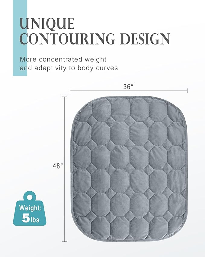 Cottonblue Weighted Lap Blanket Pad 5 lbs 36" x 48", Cozy Luxury Crystal Velvet Weighted Blanket for Adults, Small Weighted Blanket Throw All Season for Travel Relaxation Sleeping, Grey Heavy Blanket