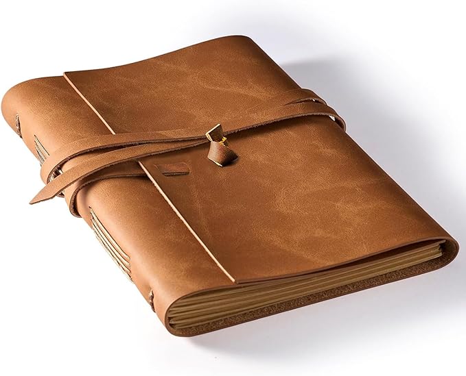 RILIHO Leather Journal Notebook - Genuine Leather Journals for Writing 8x10 Inches, Large Size Vintage Journal For Men and Women, Artist,Travel Journal, Brown
