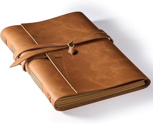 RILIHO Leather Journal Notebook - Genuine Leather Journals for Writing 8x10 Inches, Large Size Vintage Journal For Men and Women, Artist,Travel Journal, Brown