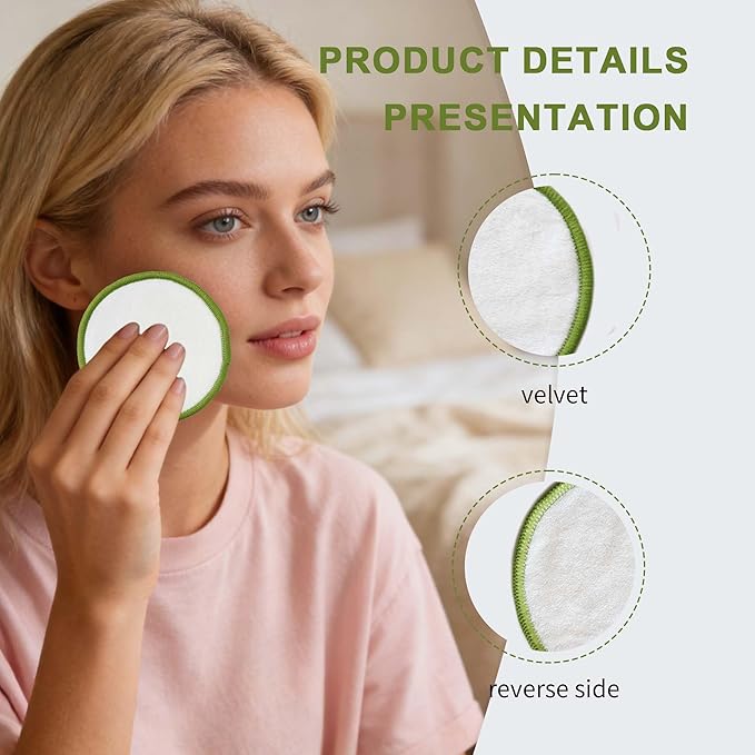 28 Pack Reusable Cotton Rounds with Washable Laundry Bag and Round Box|Travel Essentials for Skincare, Makeup Remover Pads and Storage|Reusable Makeup Remover Pads