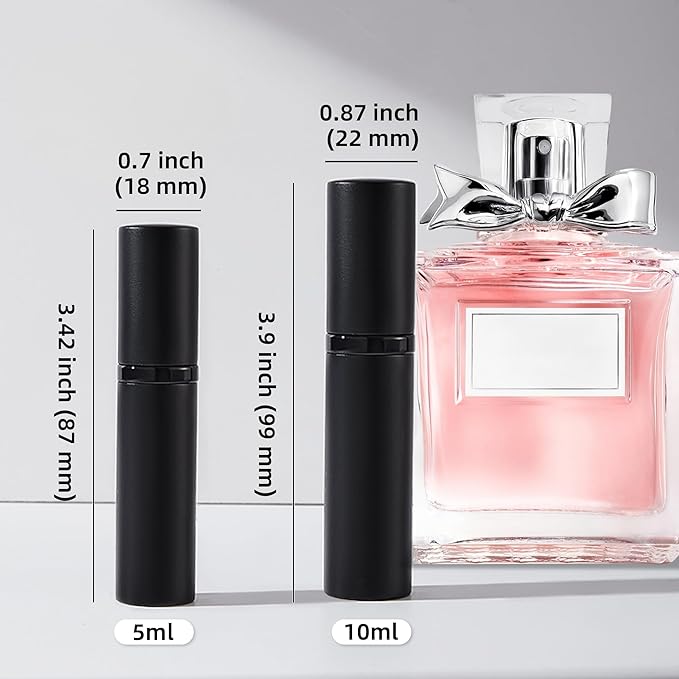 AA00BK Perfume Refillable Bottle 5ml Bottom Refill Portable Purse Atomizer, Cologne Travel Perfume Spray Bottle for Outgoing and Traveling (Black)