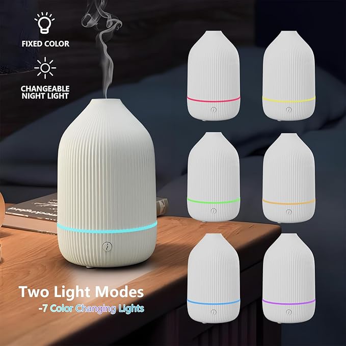 Diffuser,USB Plug-in Car Portable Aromatherapy Diffuser,Essential Oils for Diffusers with 7 Colors Lights 2 Switch Mode Waterless Auto Off for Car Home Office Room (USB Power)