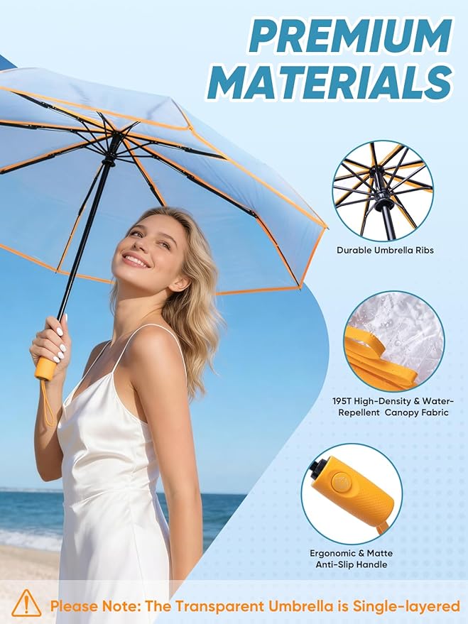 PTEROMY Windproof Travel Umbrellas for Rain and Sun, Withstands 85MPH Winds Auto Open Close Folding Umbrella with Ergonomic Handle, Quick Dry Canopy for Commuting or Backpack