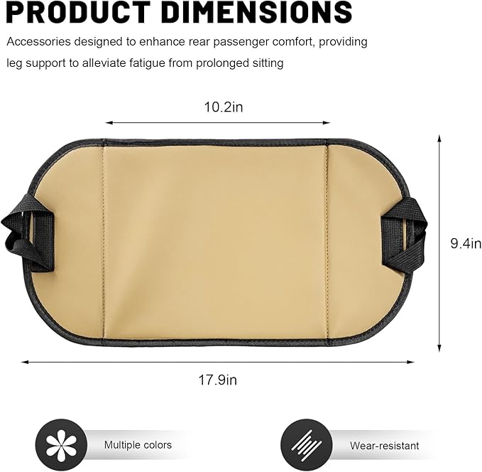 Car Rear Seat Footrest, Comfortable Foot Hammock with Adjustable Straps, Portable Foot Sling Leg Rest Travel Essentials for Women and Men, Universal Car Accessories (Beige)