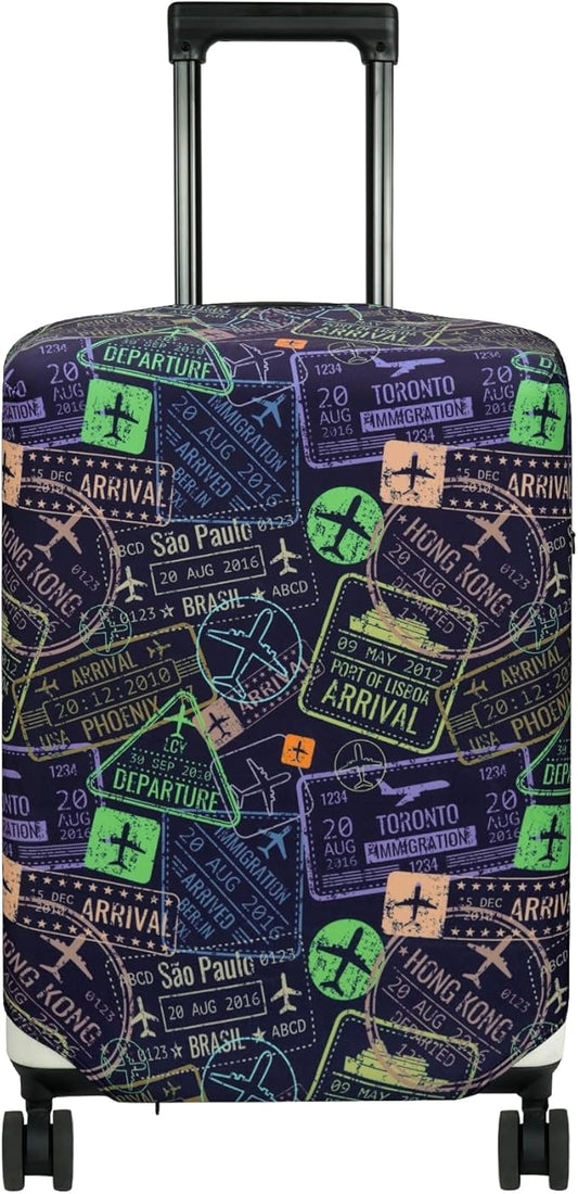 HYPER VENTURE Washable Luggage Cover - Fashion Suitcase Protector Fits 18-22 Inch Luggage (Urban Passport, S)