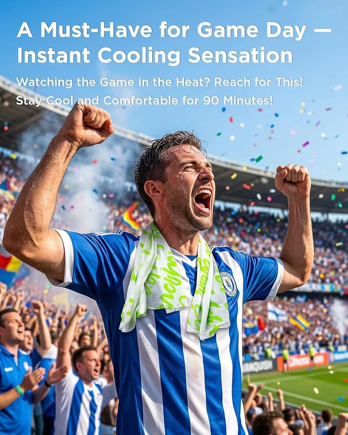 CoolRush Towel for Body – 5 Pack Individually Wrapped Cooling Wipes | Instant Cooling Neck Wrap, Alcohol-Free Sweat Cooling Towel for Adults | Reusable, Travel, Gym, Music Festival, Camping Essentials
