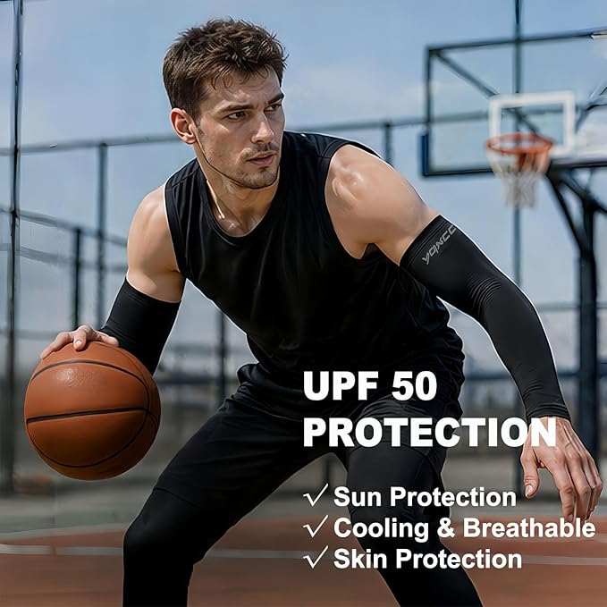YQXCC 4 Pairs Arm Sleeves, Cooling UV Sun Protection Sports Compression Sleeves for Men Women, Golf Basketball Arm Sleeves