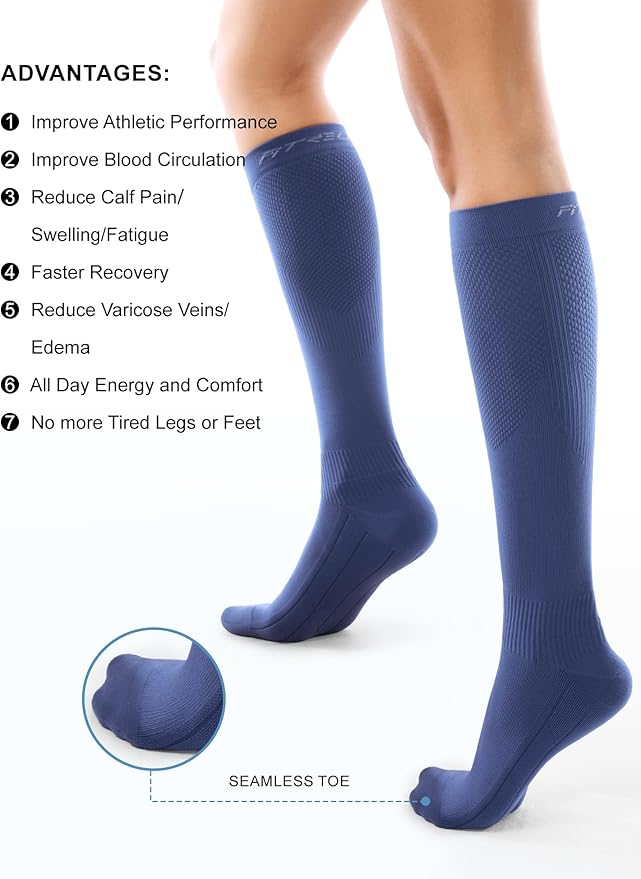 FITRELL 3 Pairs Compression Socks for Women and Men 20-30mmHg-Circulation Support Socks