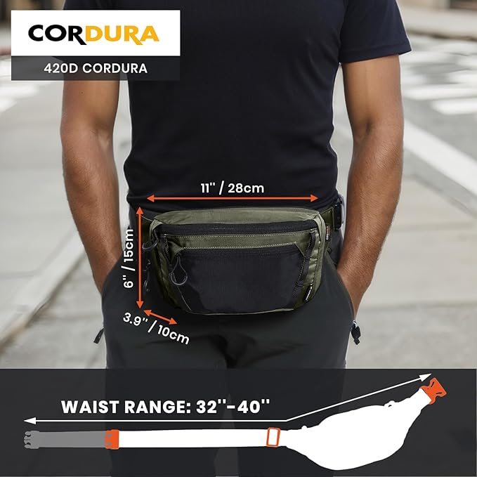 Tactical CCW Fanny Bag, Concealed Carry Fanny Pack w/Adjustable Waist Belt Tactical Waist Bag Handgun Pouch with Universal Pistol Holster, Everyday Hip Pack for Men Travel Outdoor (Range Green)
