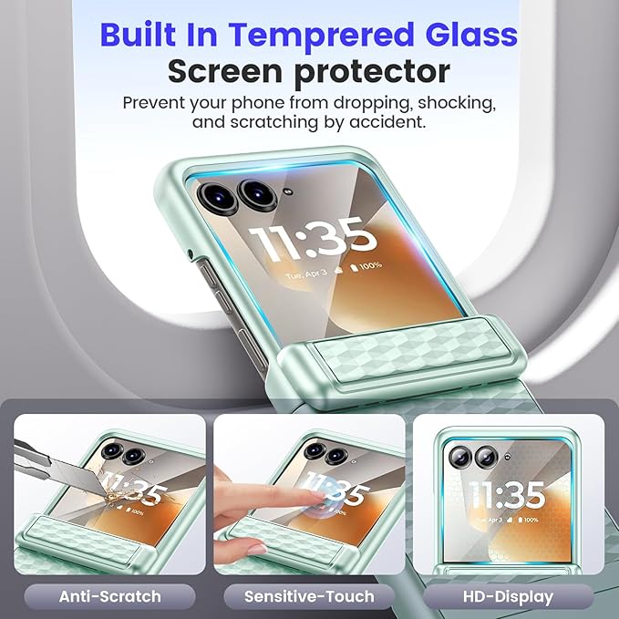 VEGO for Motorola Razr 2026/2025/2024 Case[Compatible with MagSafe],Magnetic for Moto Razr 2026 Case[Hinge Protection & Built-in Screen Protector] Drop Protection Phone Case -Mint Green