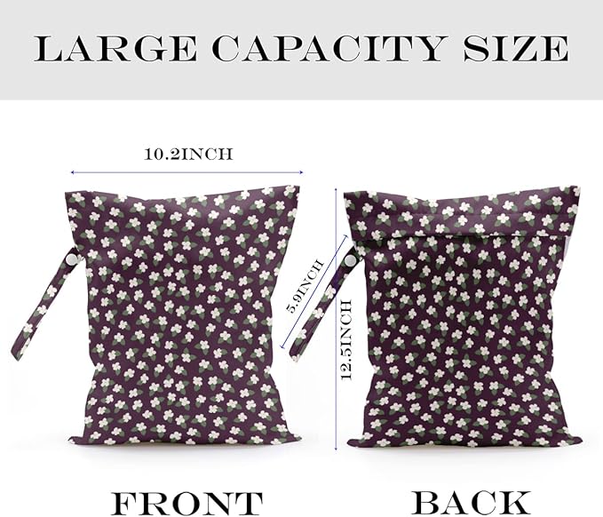 Wet Bag, Wet Dry Bag, Wet Bag for Swimsuit, Travel, Beach, Pool, Diapers, Dirty Yoga Gym Clothes, Toiletries, Makeup Bag, Waterproof Reusable Cute Daisy Floral Flower
