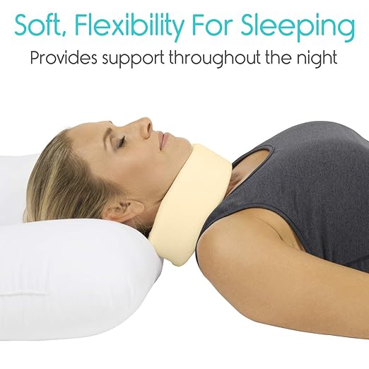 Vive Cervical Collar Neck Brace for Neck Pain and Support for Women & Men - Soft Foam Brace for Pain Relief - Comfortable Corrector Wrap for Posture, Sleeping, Radiculopathy, & Spine (Beige, 3 inch)