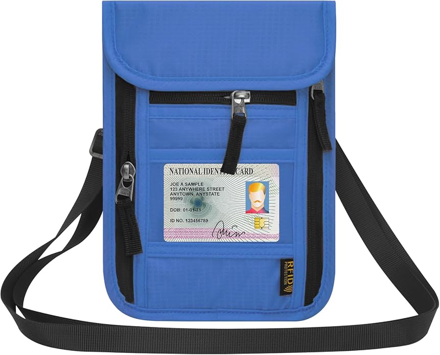 HOTEMIA Neck Wallet for Travel,Passport Holder Neck Pouch for Men Women with Adjustable Neck Strap and RFID Blocking