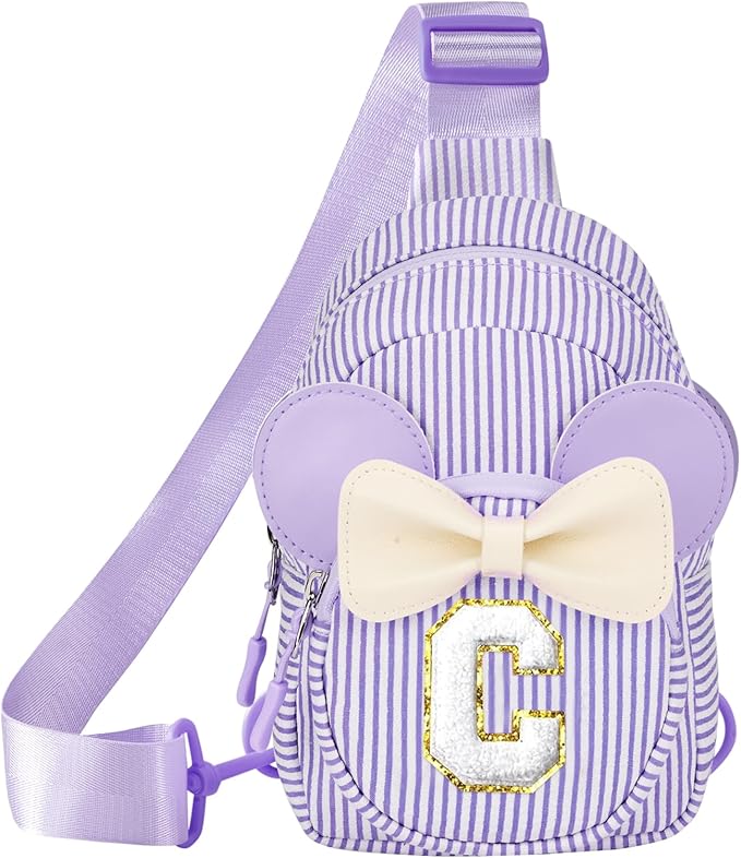 Girl's Initial Crossbody Sling Bag, Small Toddler Fanny Pack For Girl Kid, Girls Purses For Birthday Gifts For 3 4 5 6 7 8 Years Old