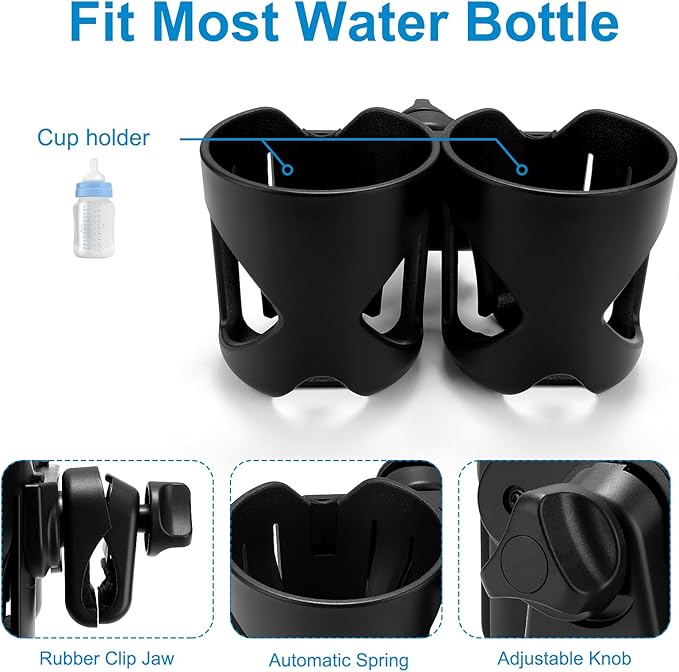 Accmor Stroller Cup Holder, Universal Cup Holder for Walker Wheelchair Bike, 360° Rotatable Stroller Cup Holder Attachment Accessories for Walker, Wheelchair, Scooter