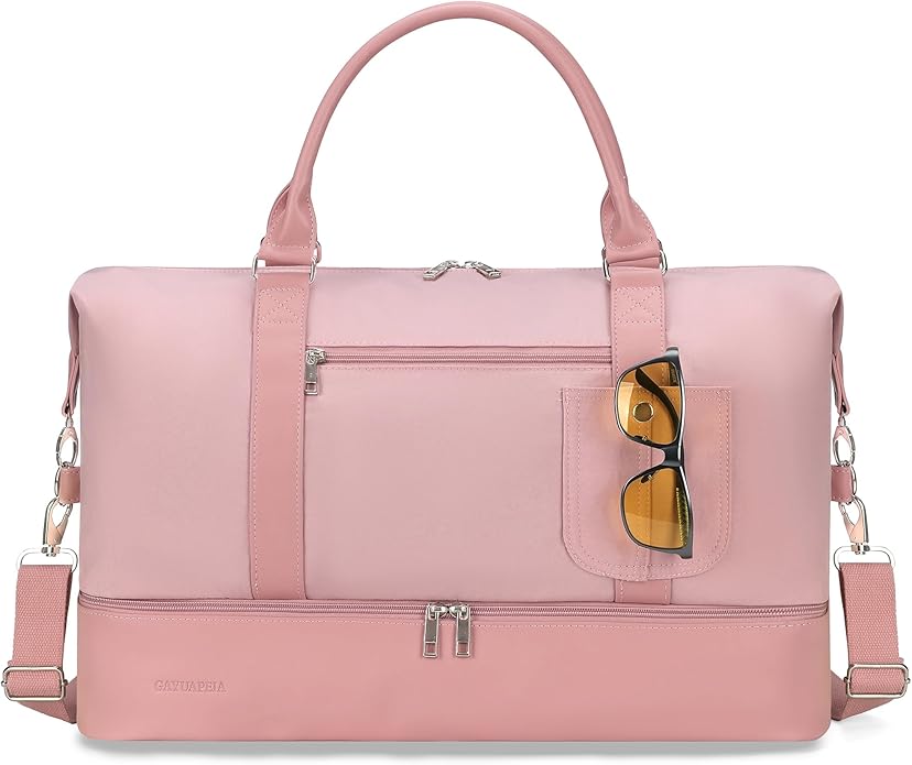 Women's Weekender bag Travel Duffel Bag with Shoe Compartment 21-inch Airline-Approved Carry-On, 2-Piece Overnight Bag Set Personal Item Luggage