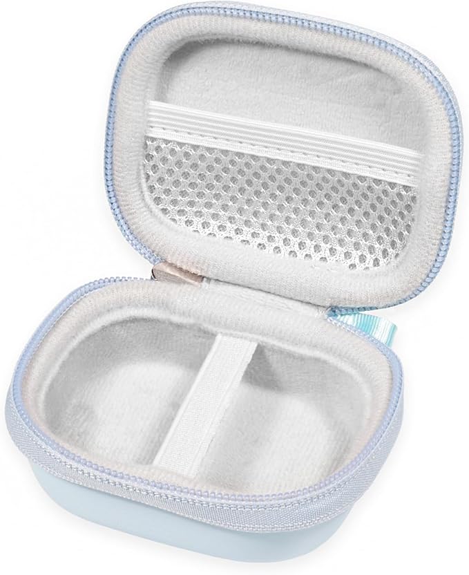 Case for TAGRY X08 Bluetooth Headphones True Wireless Earbuds 60H, mesh Pocket for Charge Cable (Pale Blue)