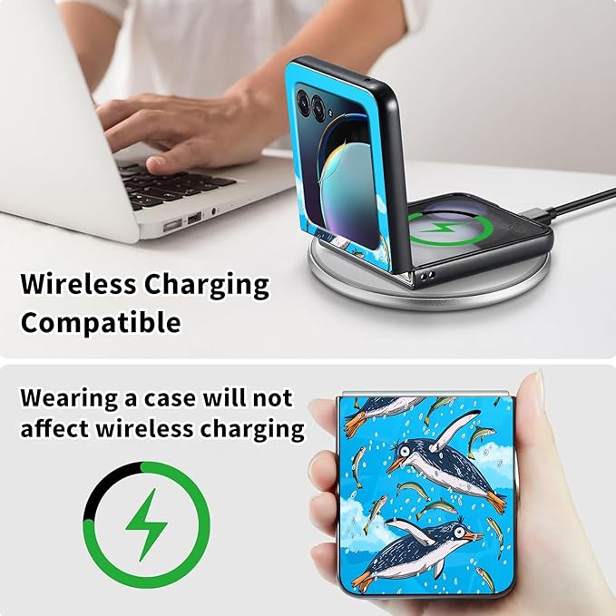 for Motorola Moto Razr 2024 Case,Moto Razr 50 Phone Case Cute Slim Hard PC Ultra-Thin Anti-Scratches Shockproof Protective Cover,Cartoon Penguin