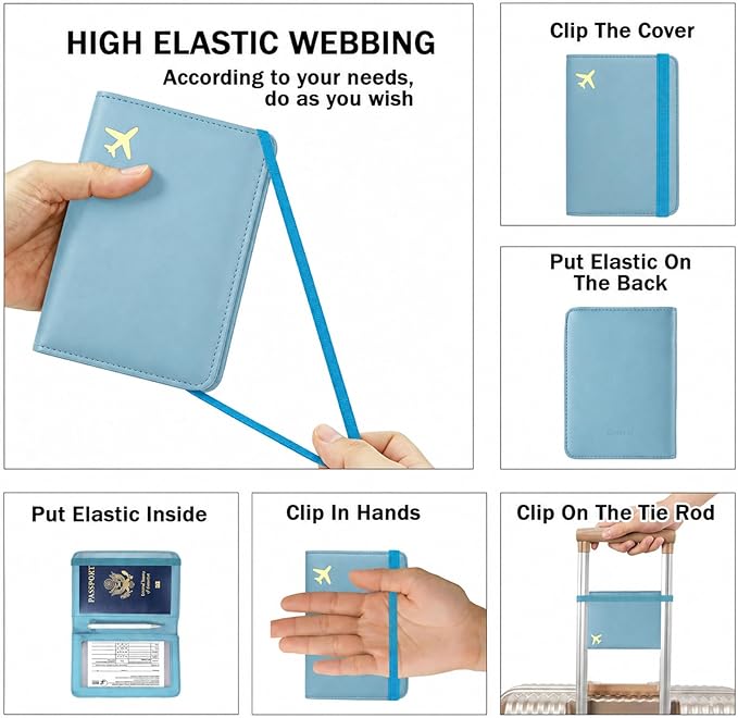 ZOPPEN Passport Holder Wallet, Passport Cover Travel Wallet Women Travel Essentials Accessories Document Organizer Travel Must Haves Rfid Blocking Cover Case for Women and Men, Blue
