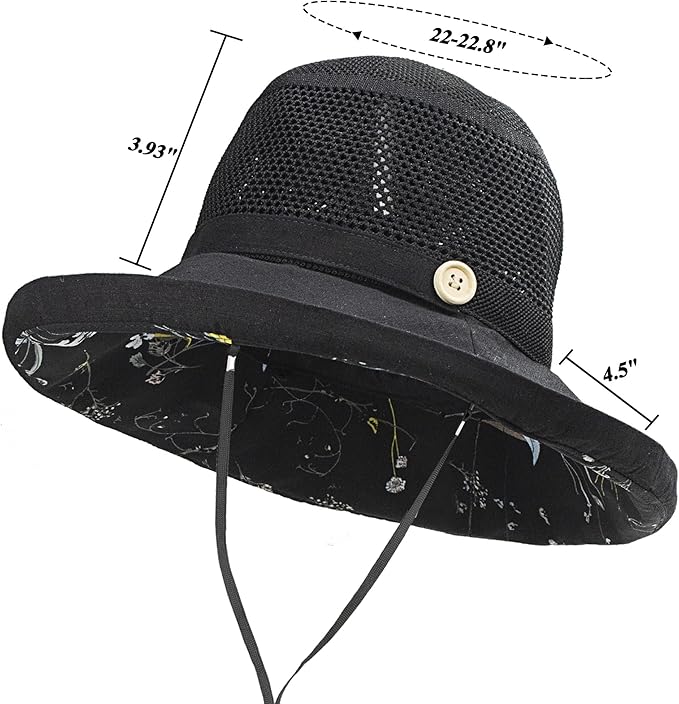 Summer Mesh Sun Hats for Women UV Protection Wide Brim Packable Beach Bucket Hat