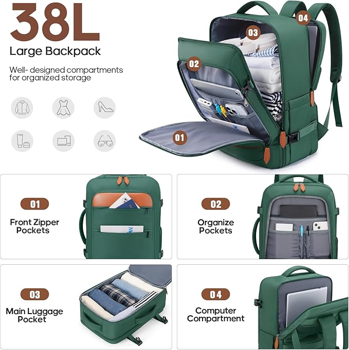 7 Piece Luggage Sets with Premium YKK Zipper, 20/24/28in PC Hardside Suitcase With Spinner Wheels, Luggage Airline Approved, Durable Suitcase Sets with TSA Locks for Travel