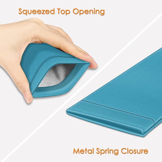 FINTIE Soft Eyeglasses Case with Cleaning Cloth, Portable Squeeze Top Vegan Leather Glasses Pouch, Sunglasses Eyewear Bag