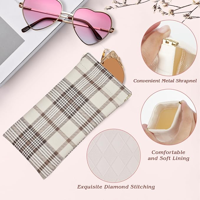 eyeglasses bag Soft Glasses bag, Portable Squeeze Top Sunglasses Case Travel for Women Girls