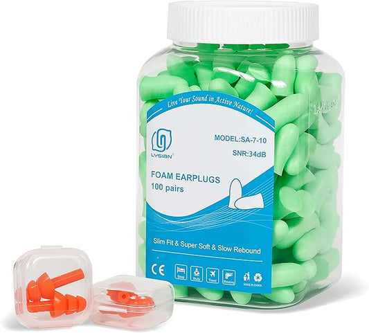 LYSIAN Slim Fit Foam Ear Plugs for Small Ear Canals, 100 Pairs 35dB SNR Noise Reduction Earplugs for Sleeping, Snoring, Travel and Quiet Rest, Women, Teens, Aqua