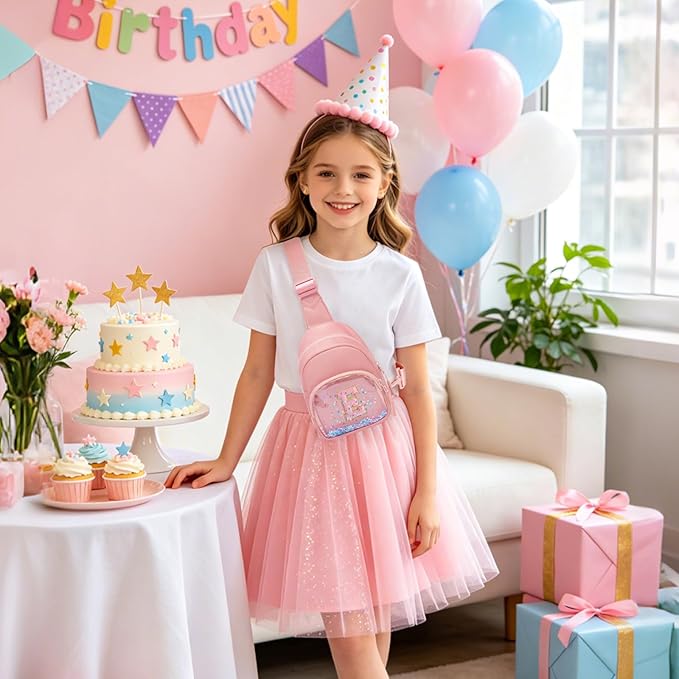 Viverte Birthday Gifts for Girls Small Clear Initial Sling Bag Crossbody Bag Purse Fanny Packs Personalized Monogrammed Gifts for Girls for Travel (Light Pink-E)