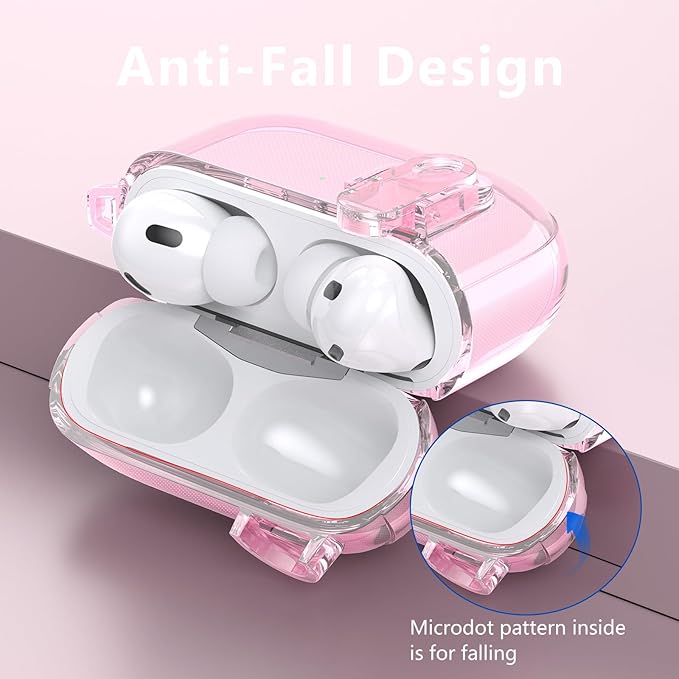 (with Lock) Clear Case Compatible for Cute Apple Airpods Pro 1/2 Cases Women, VISOOM TPU Transparency Air pods Pro 1st 2nd Generation Earbuds Case Bling Keychain for Airpod iPod Pro2/1