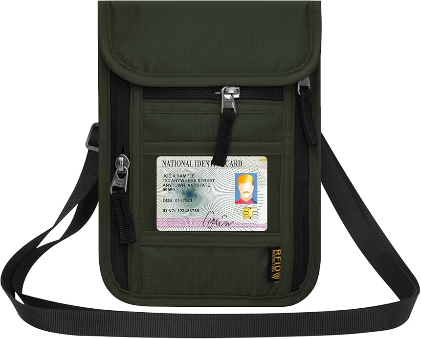 HOTEMIA Neck Wallet for Travel,Passport Holder Neck Pouch for Men Women with Adjustable Neck Strap and RFID Blocking