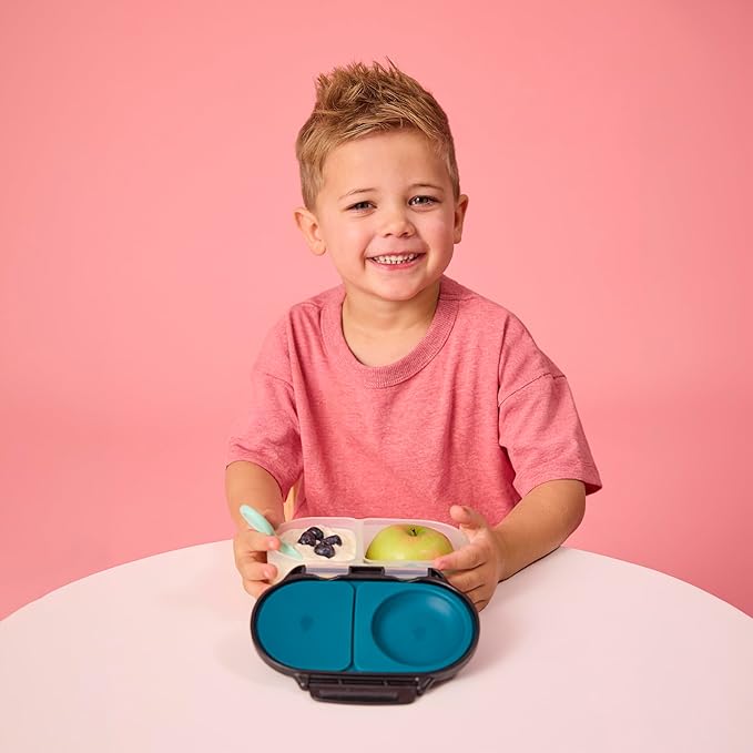 b.box Snack Box - Leakproof Mini Bento Box for Kids & Toddlers, 2 Compartment Snack Containers for Kids, Lunch Containers, Dishwasher Safe, BPA Free, PFAS Free, Ages 4m+, 1 3/4 Cup - Night Vision