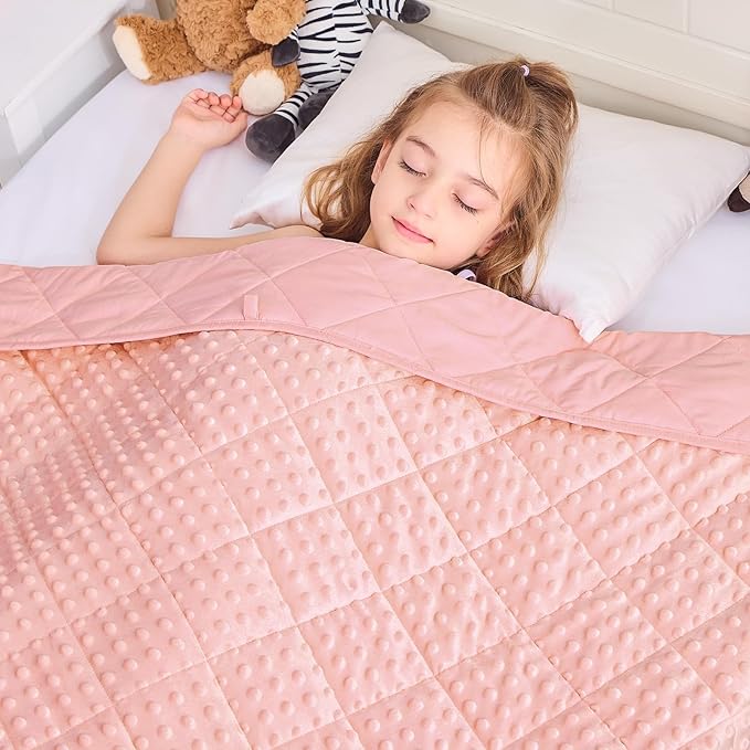 Pink Weighted Blanket Kids 10lbs, 40"x60", Twin Size Breathable Cooling Minky Heavy Throw Blanket for 80-120lb, Soft Winter Thick Big Blankets Weighted Comforter Gifts for Sleeping